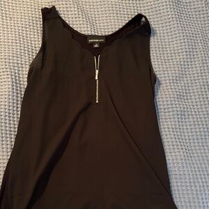 Fortune + Ivy Black Scalloped Zip-Front Camisole